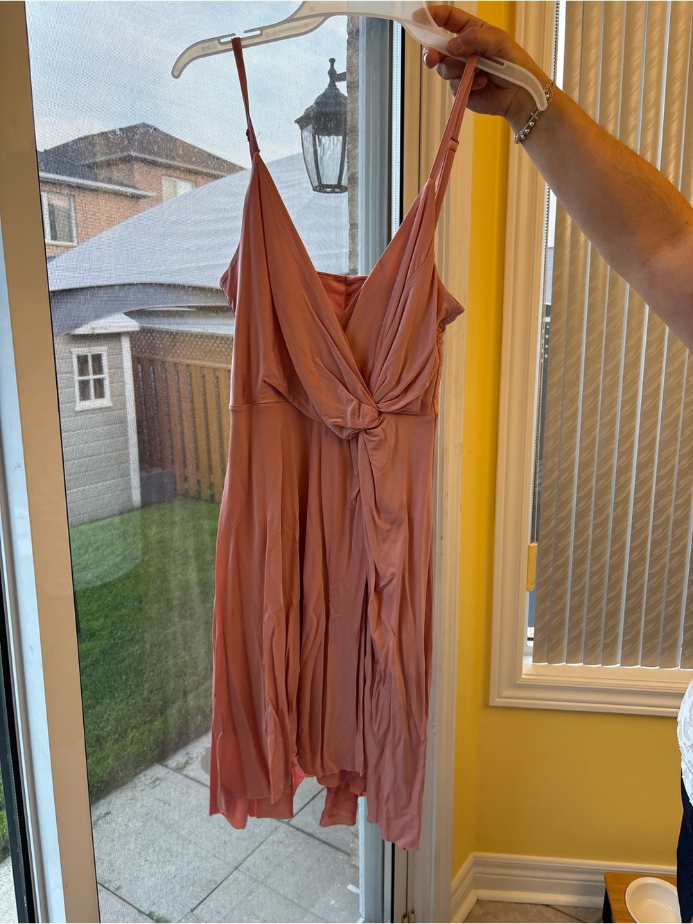 Forever 21 Dusty Rose Twist-Front Slip Dress